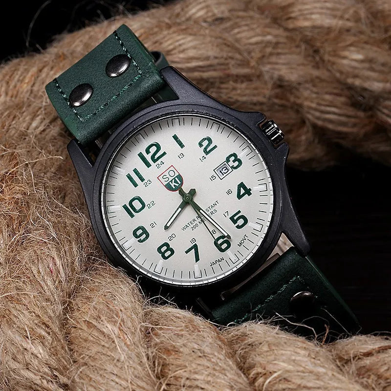 Reloj Deportivo Casual para Hombres, Reloj de Pulsera de Cuarzo con Correa de Cuero, Reloj Masculino de Moda con Calendario para Exteriores, Reloj Hombre.