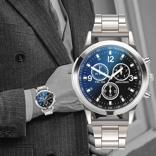 Reloj Nuevo para Hombre, Reloj de Lujo con Correa, Reloj Redondo de Moda con Blu-ray y Números Romanos para Hombre, Relojes para Hombre