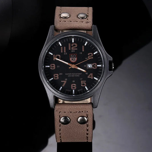 Reloj Deportivo Casual para Hombres, Reloj de Pulsera de Cuarzo con Correa de Cuero, Reloj Masculino de Moda con Calendario para Exteriores, Reloj Hombre.