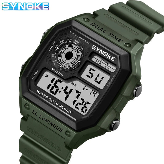 Reloj Deportivo para Hombre, Marca SYNOKE, Reloj Multifuncional con Alarma, Cronómetro, Resistente al Agua, Reloj Digital, Reloj Hombre.